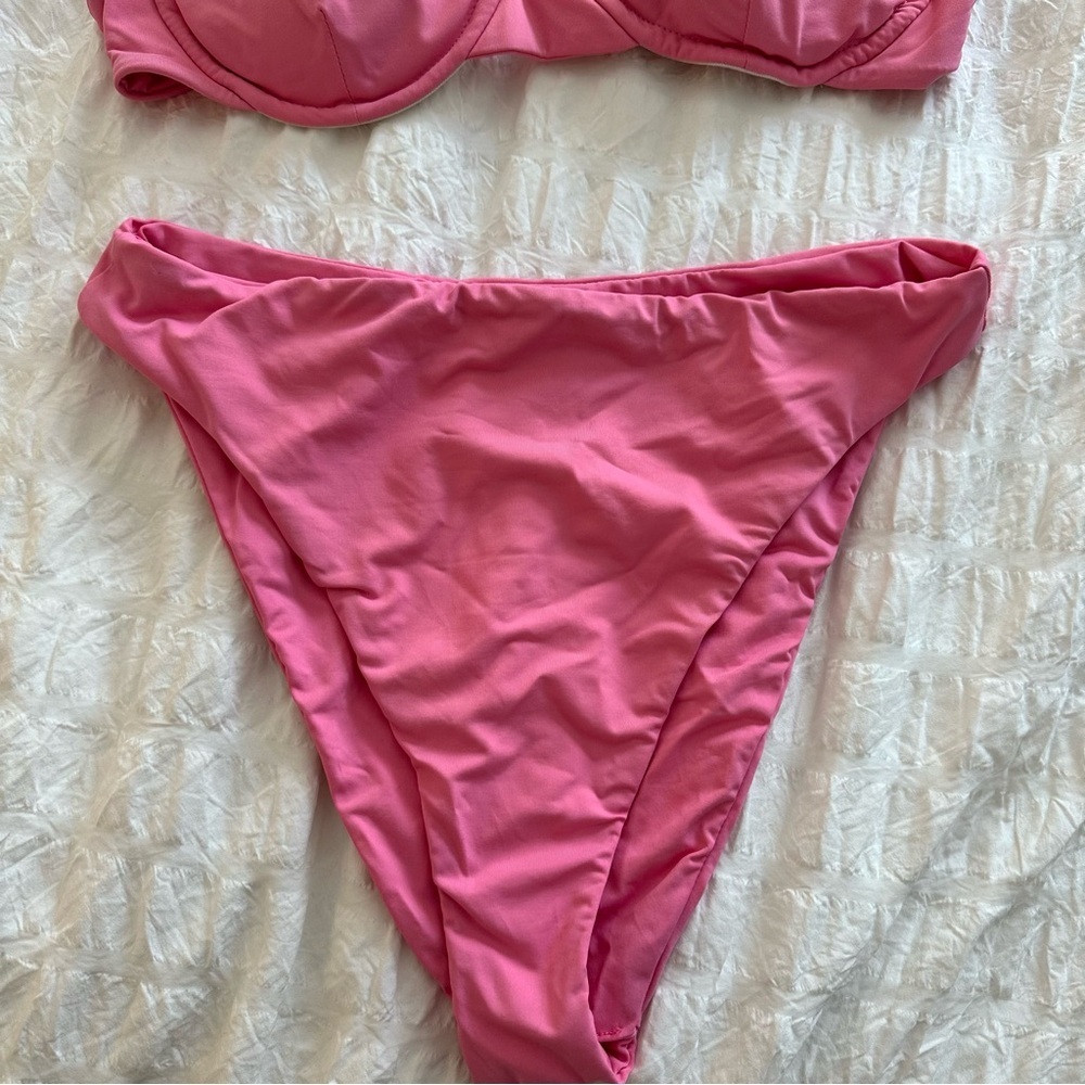 Dippin Daisys High Waist Cheeky Pink Bikini Set Top Bottom Seaport Betty Peony - Picture 7 of 11